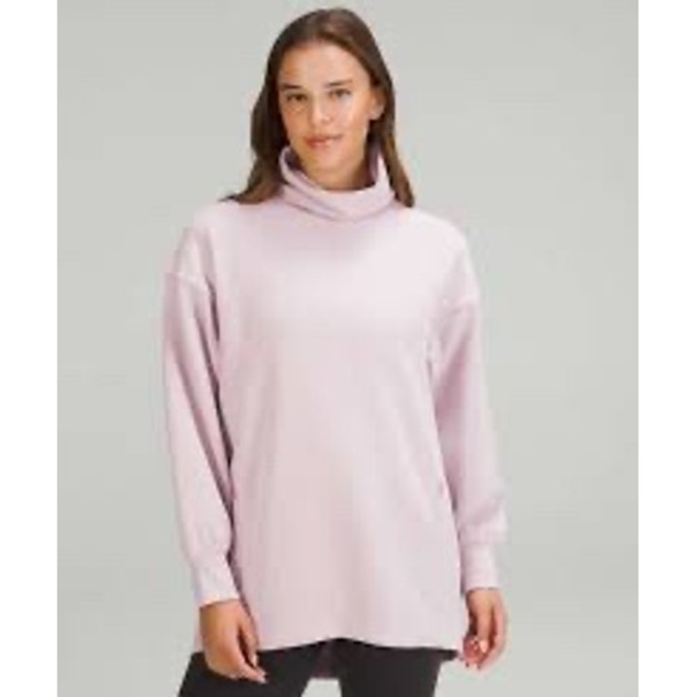 Lululemon Modal Blend Turtleneck Tunic Pink Purple Back Pleat Size 4 LW3FLGS